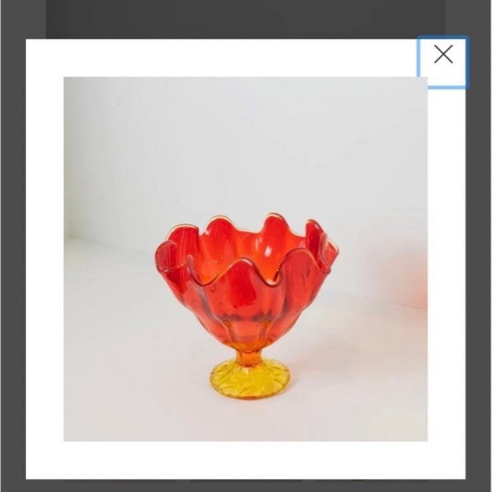 Vintage red yellow ombré glass decorative bowl